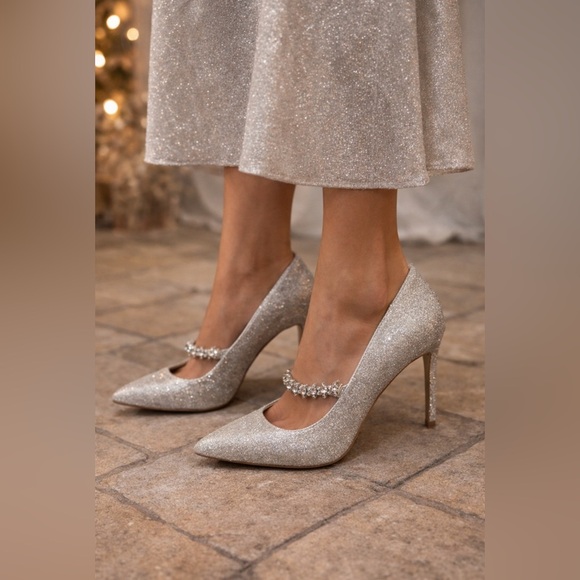 BCBGeneration Shoes - BCBGeneration Silver Glitter Heels NWB size 7